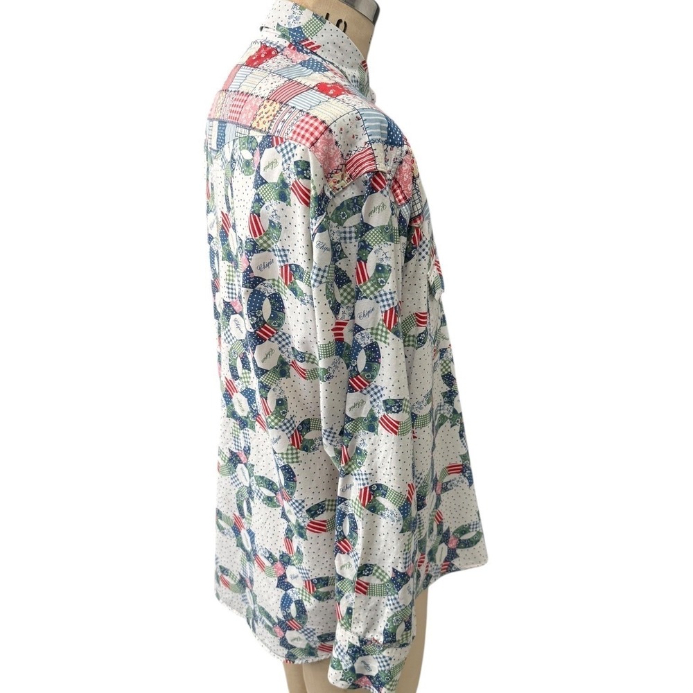Vintage Chipie Westerner Quilted Patchwork Print Shirt Mens Long Sleeve Snap - Picture 8 of 8